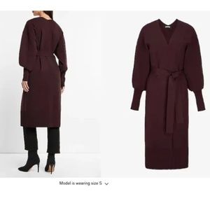 Tie Belted Duster Cardigan Dark Purple M